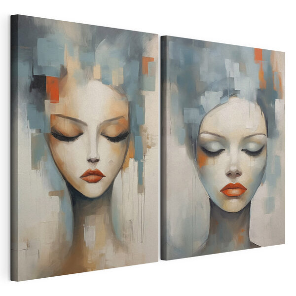 Modulaire canvasprint Schilderij van het gezicht van een vrouw (Artikelnummer: m01204) Modulaire canvasprint Modulaire canvasprint Schilderij van het gezicht van een vrouw (Artikelnummer: m01204)