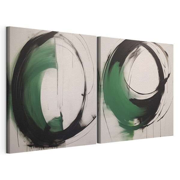 Twee schilderijen van een cirkel Modulaire canvasprint Twee schilderijen van een cirkel