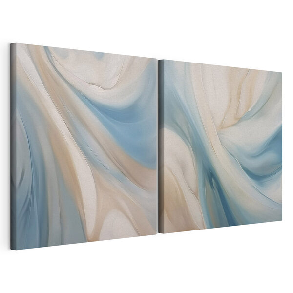 Modulaire canvasprint Zachte krullen in blauw en crème
