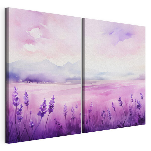 Modulaire canvasprint Schilderij van een lavendelveld