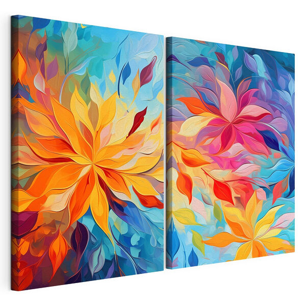 Twee foto's van bloemen Modulaire canvasprint Twee foto's van bloemen