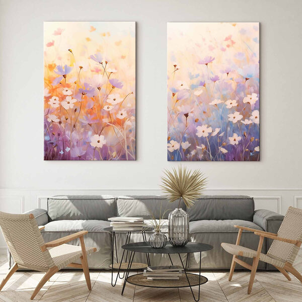 Painting of flowers in a field