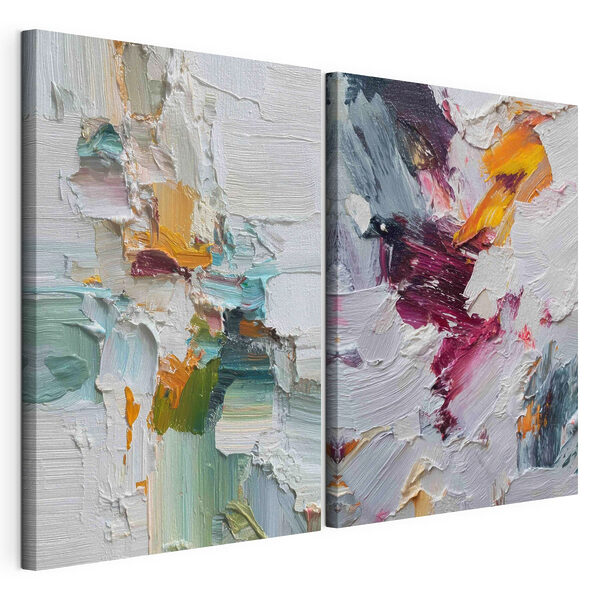 Modulaire canvasprint Levendige kleuren dansen over het doek
