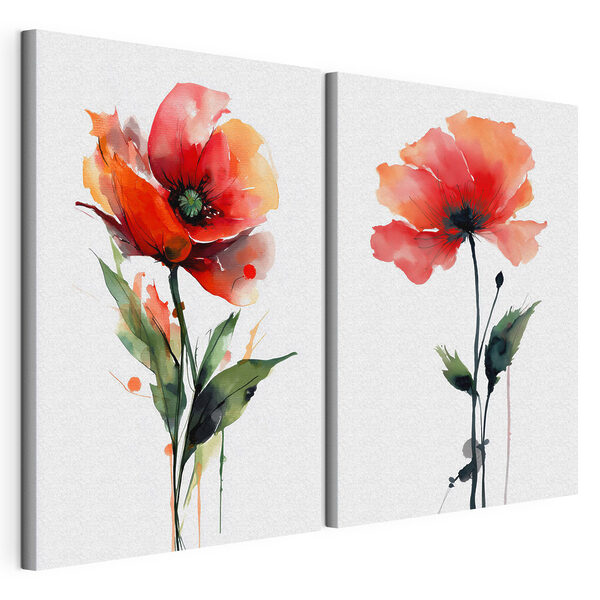 Levendige bloemen in sierlijke harmonie Modulaire canvasprint Levendige bloemen in sierlijke harmonie