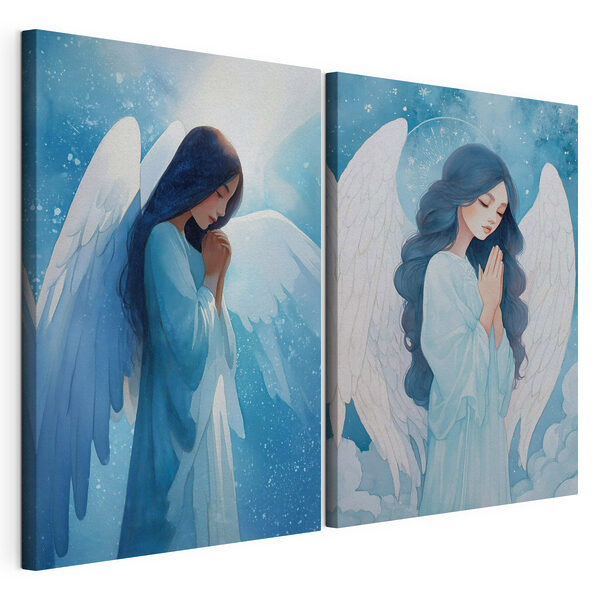 Schilderij van een vrouw met vleugels Modulaire canvasprint Schilderij van een vrouw met vleugels