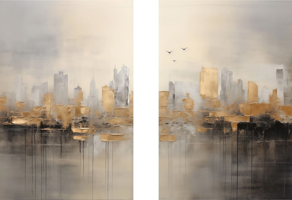 Two paintings of a city Two paintings of a city