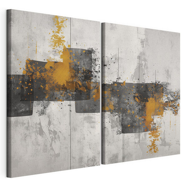 Abstracte kleuren in een dynamische compositie Modulaire canvasprint Abstracte kleuren in een dynamische compositie