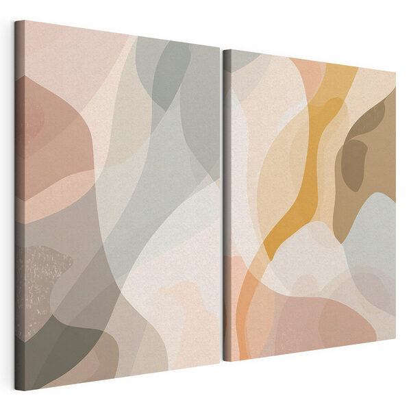Vloeiende vormen in een zacht kleurenpalet Modulaire canvasprint Vloeiende vormen in een zacht kleurenpalet