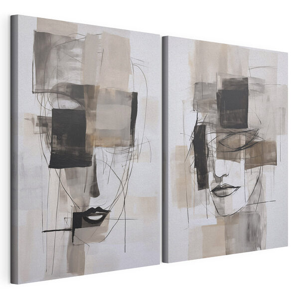 Modulaire canvasprint Schilderij van het gezicht van een vrouw