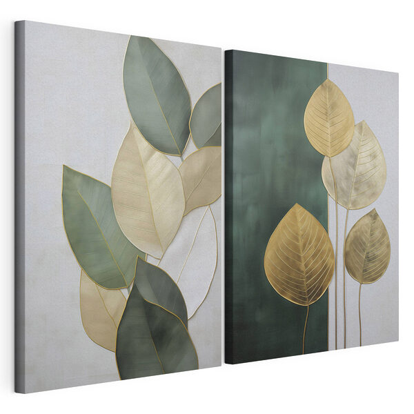 Modulaire canvasprint Natuurlijke elegantie in bladmotieven