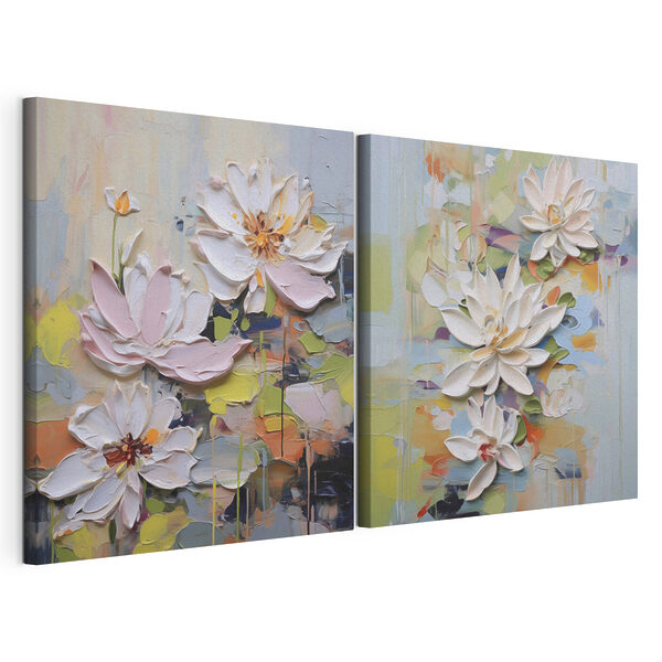 - Elegante bloemen in zachte pasteltinten Modulaire canvasprint - Elegante bloemen in zachte pasteltinten