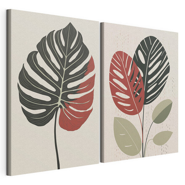 Twee afbeeldingen van een plant Modulaire canvasprint Twee afbeeldingen van een plant