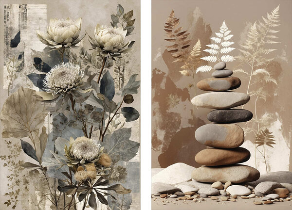 Collage of flowers and rocks Collage of flowers and rocks