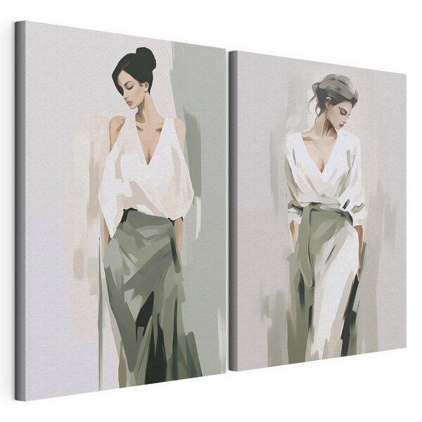 Vrouw in een wit shirt Modulaire canvasprint Vrouw in een wit shirt