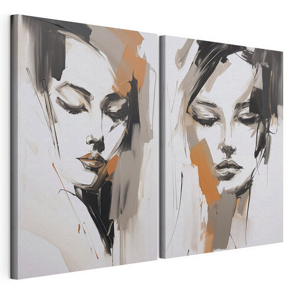 Schilderij van het gezicht van een vrouw Modulaire canvasprint Schilderij van het gezicht van een vrouw