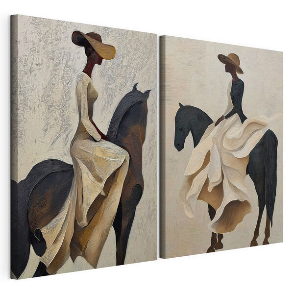 Modulaire canvasprint Vrouw te paard