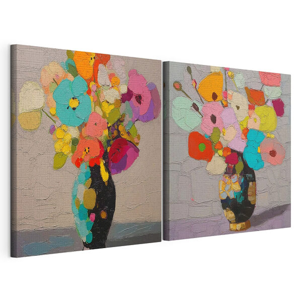 Modulaire canvasprint Schilderij van bloemen in een vaas