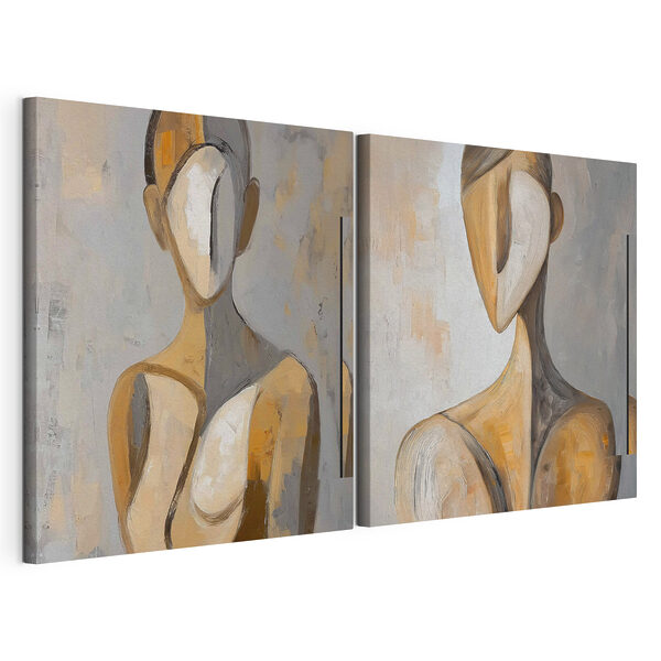 Collage van een schilderij van een vrouw Modulaire canvasprint Collage van een schilderij van een vrouw