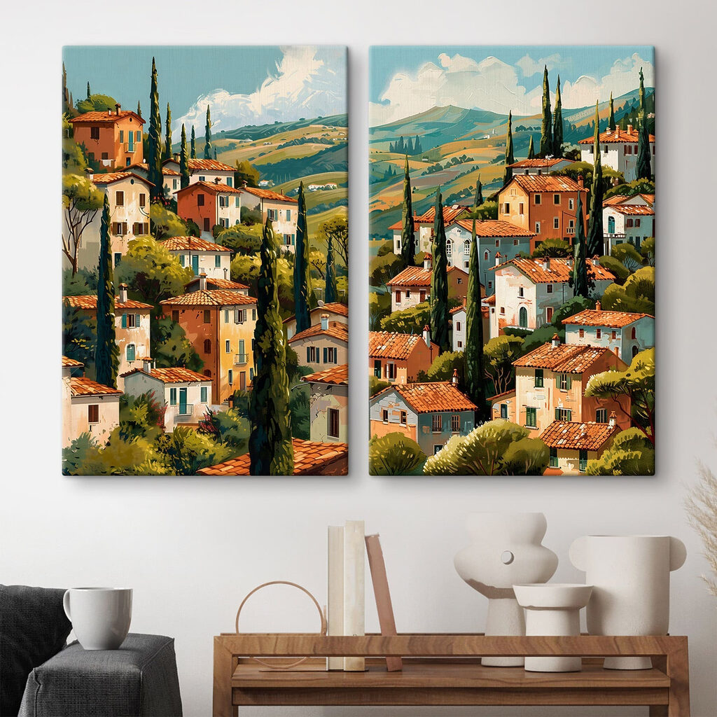 Painting of a town Painting of a town