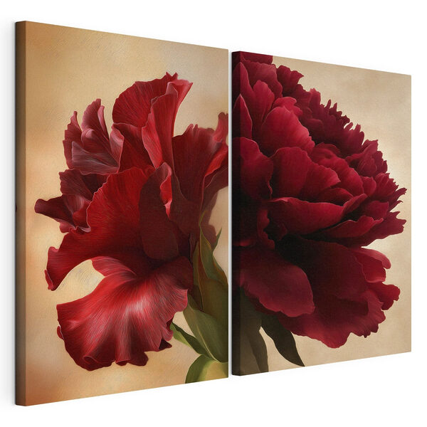 Modulaire canvasprint Levendige bloemblaadjes in diepe karmozijnrode tinten