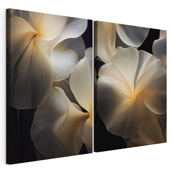 Modulaire canvasprint Verfijnde bloemmotieven in zachte tinten