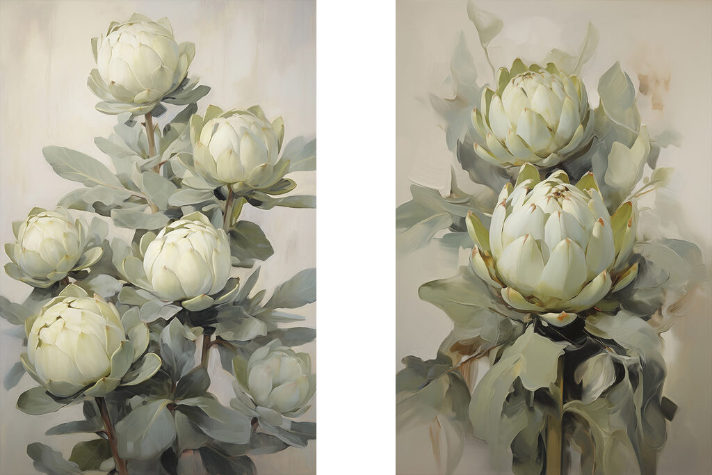 Painting of flowers on a plant Painting of flowers on a plant