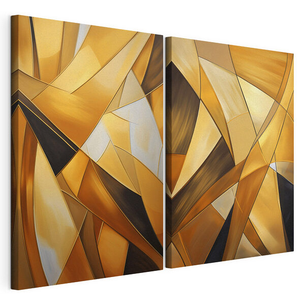 Dynamische vormen in warme tinten Modulaire canvasprint Dynamische vormen in warme tinten
