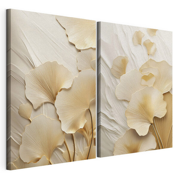 Fijne blaadjes in zachte tinten Modulaire canvasprint Fijne blaadjes in zachte tinten