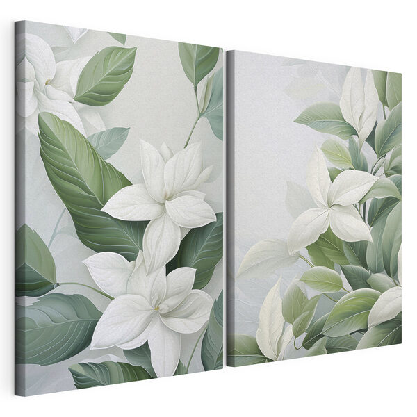 - Rustige botanische elegantie in zachte tinten Modulaire canvasprint - Rustige botanische elegantie in zachte tinten