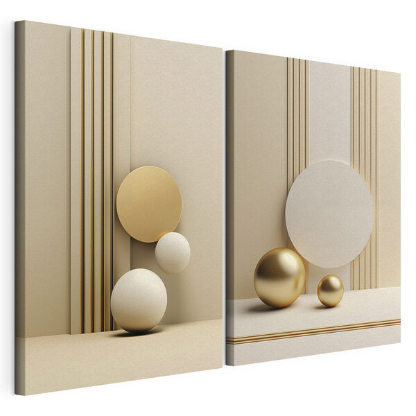 Dynamische vormen in neutrale tinten Modulaire canvasprint Dynamische vormen in neutrale tinten