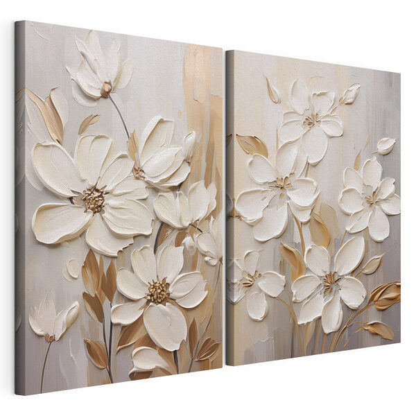 Modulaire canvasprint Verfijnde bloemen in zachte tinten