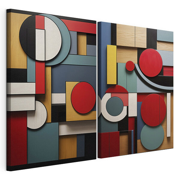 Collage van verschillend gekleurde vormen Modulaire canvasprint Collage van verschillend gekleurde vormen