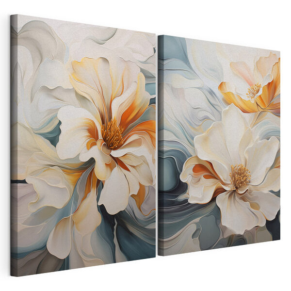Modulaire canvasprint Zacht golvende bloemblaadjes in zachte tinten