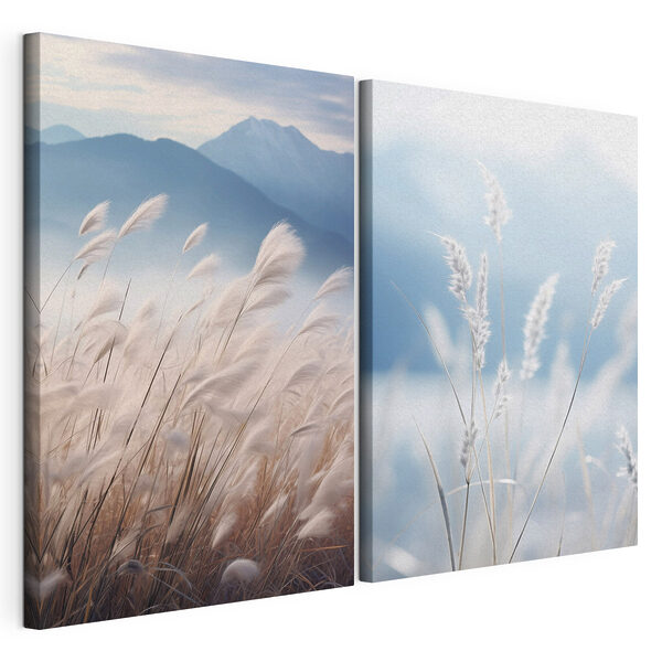 Modulaire canvasprint De fluisteringen van zachte graslanden en bergen