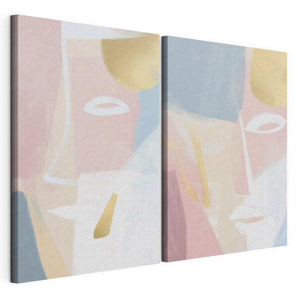 Schilderij van een gezicht Modulaire canvasprint Schilderij van een gezicht