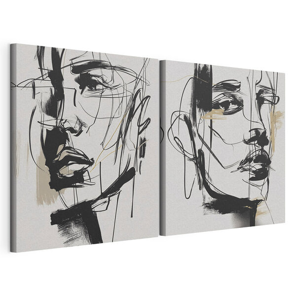 Expressieve lijnen geven innerlijke gedachten weer Modulaire canvasprint Expressieve lijnen geven innerlijke gedachten weer