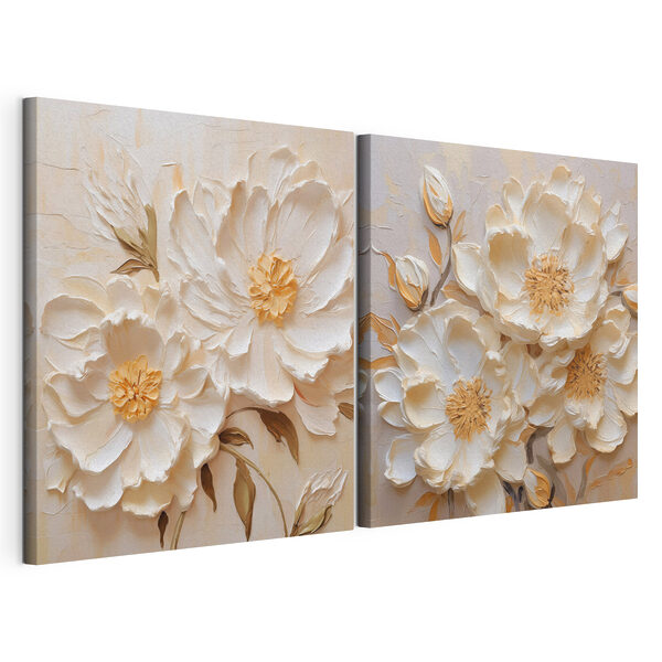 Schilderij van bloemen op doek Modulaire canvasprint Schilderij van bloemen op doek