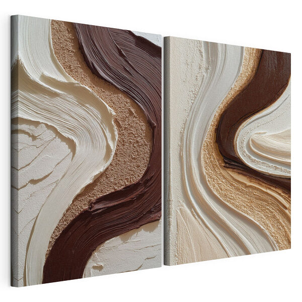 Vloeiende patronen in aardetinten Modulaire canvasprint Vloeiende patronen in aardetinten