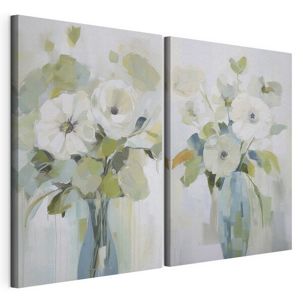 Schilderij van bloemen in een vaas Modulaire canvasprint Schilderij van bloemen in een vaas