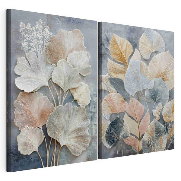 Fijne blaadjes in zachte tinten Modulaire canvasprint Fijne blaadjes in zachte tinten