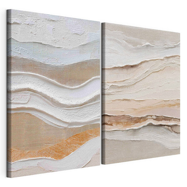 Zachte golven van aardetinten vloeien in elkaar over Modulaire canvasprint Zachte golven van aardetinten vloeien in elkaar over
