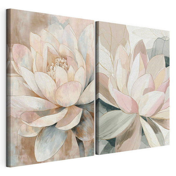 Verfijnde bloesems in zachte tinten Modulaire canvasprint Verfijnde bloesems in zachte tinten