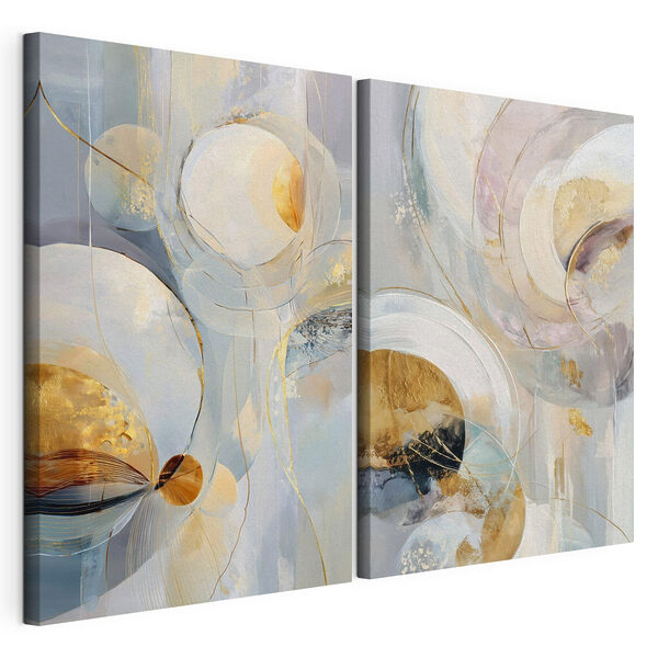 - Vloeiende vormen in zachte, warme kleuren Modulaire canvasprint - Vloeiende vormen in zachte, warme kleuren