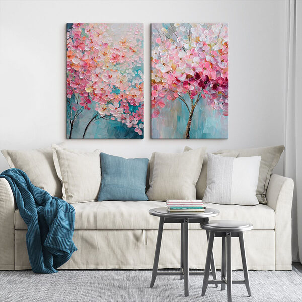 Painting of a tree with pink flowers Painting of a tree with pink flowers