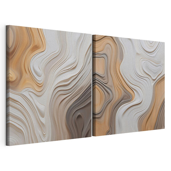 Vloeiende patronen in warme tinten Modulaire canvasprint Vloeiende patronen in warme tinten
