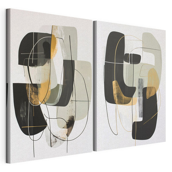 Schilderij met verschillende vormen en kleuren Modulaire canvasprint Schilderij met verschillende vormen en kleuren