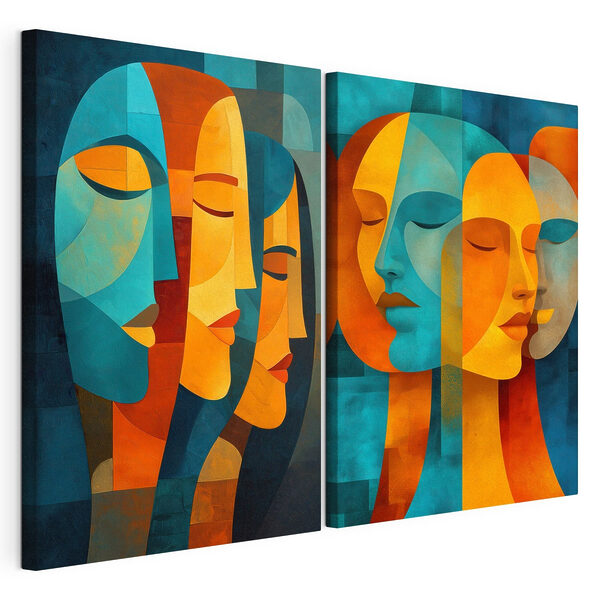 Collage van gezichten Modulaire canvasprint Collage van gezichten