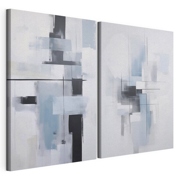 Schilderij in grijze en zwarte tinten Modulaire canvasprint Schilderij in grijze en zwarte tinten