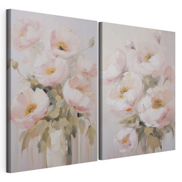Schilderij van bloemen in een vaas Modulaire canvasprint Schilderij van bloemen in een vaas