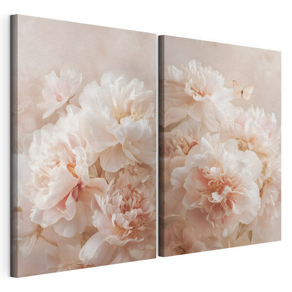 Zachte bloemen in subtiele tinten Modulaire canvasprint Zachte bloemen in subtiele tinten
